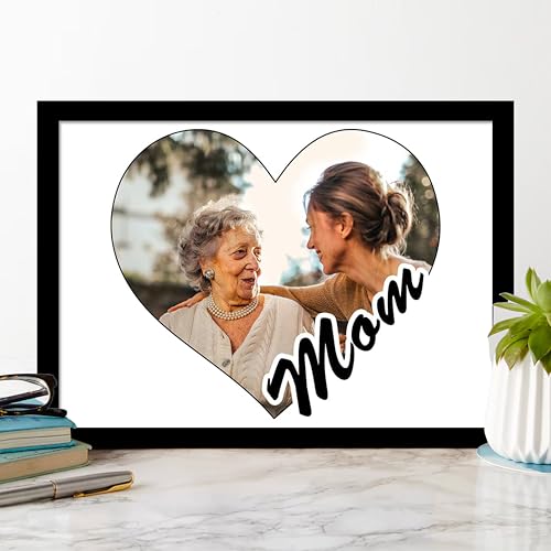 Image of Personalized Heart Shape Best Mom Wall Photo Print Collage with Photo Upload Gift For Brother, Perfect Present, Customized Gift, Birthday Gift, Anniversary Gift (Mom 9.2x12.6 Inches, Black)