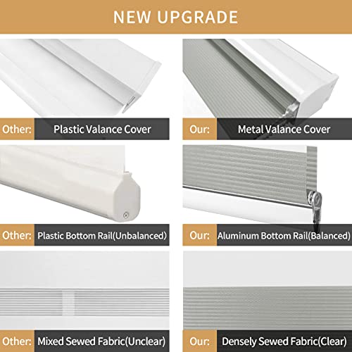 Allbright Zebra Window Blinds 23" W × 64" H Grey, Dual Layer Roller Shade, Room Darkening Shade Roll Up And Pull Down Blinds, Light Filtering Window Shades For Day And Night, Easy To Install #TOP2