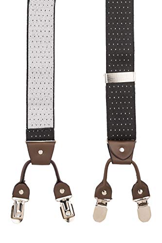 Image of The Tie Hub Suspenders for Men Elastic Adjustable Y Back Braces with Strong Metal Clips for Wedding Formal Office Wear