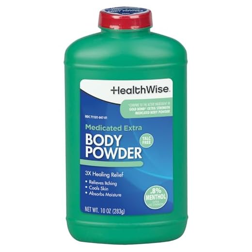 HealthWise Medicated Extra Strength Body Powder | .8% Menthol | Talc Free | Anti-Itch Healing Relief | Cools Skin | Absorbs Moisture | 10 oz (283g)