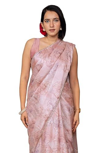 Image of MIRCHI FASHION Women Saree Chiffon Floral Printed | Breathable Festive Occasion Sari for Social Visits with Matching Blouse Piece