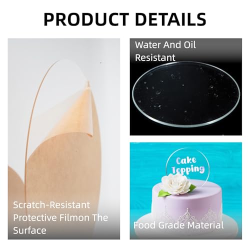 Tortenunterlage Rund aus Acryl 18cm, tortenunterlage rund wiederverwendbar für Kuchenpräsentation und DIY, runde Acrylscheibe 2mm dick CNC-geschnitten, Cake Board für Basteln, Backen, Dekoration