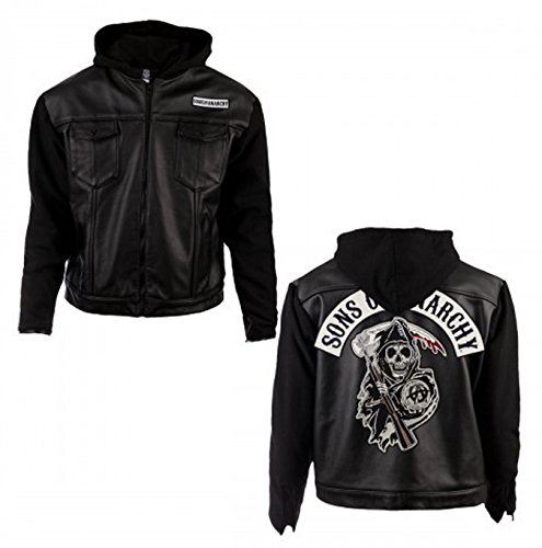 SOA Son of Anarchy Leather Hooded Jacket (L) Black3