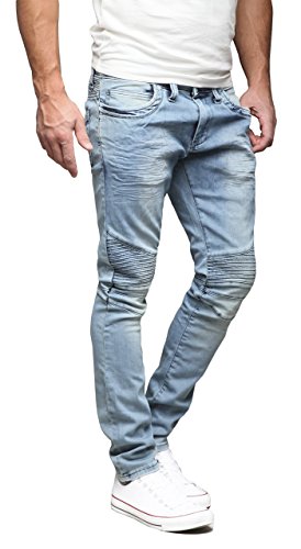 Vaqueros con 5 bolsillos de Merish para hombre Slim Fit, stilon biker. Modelo J1166 azul oscuro 36W X 34L