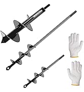 Auger Drill Bit for Planting 3PCS, Garden Auger Spiral Drill Bit Post Hole Auger Digger Adapter f...