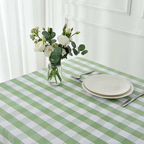 maxmill Checkered Tablecloth Stain Resistant Waterproof Wrinkle Resistant Spillproof Washable Heavy Weight Table Cloth Gingham for Dining Room and Outdoor Use, Rectangle 60 x 140 Inch Mint and White by maxmill - Image 4