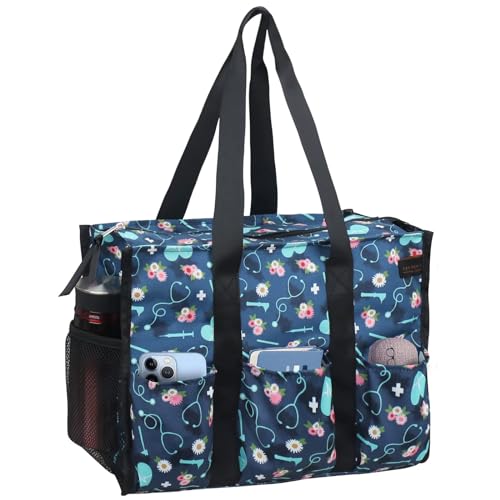 Image of Nurse Bags for Work Nursing Bag Multiple Pockets Waterproof Organizing Zip Top Clinical Bag for Nursing Students Home Health