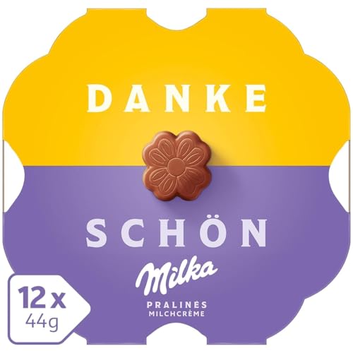 Milka Kleines Dankeschön Pralinen – Alpenmilch-Schokolade mit feiner Milchcrème-Füllung – 12 x 44g