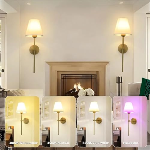 Luz de pared E27 con pantalla de tela para leer sin deslumbrar en el dormitorio 4