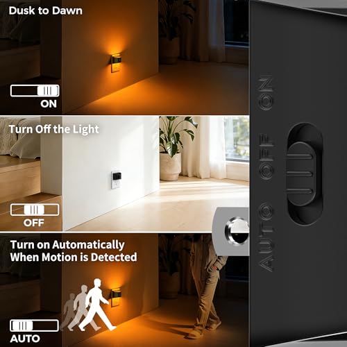 Image of DORESshop LED Night Light[4 Pack], Night Lights Plug into Wall, 3 Mode Plug in Night Light with Motion Sensor, Dusk to Dawn Sensor, Nightlights for Adults, Bedroom, Bathroom, Hallway, Amber