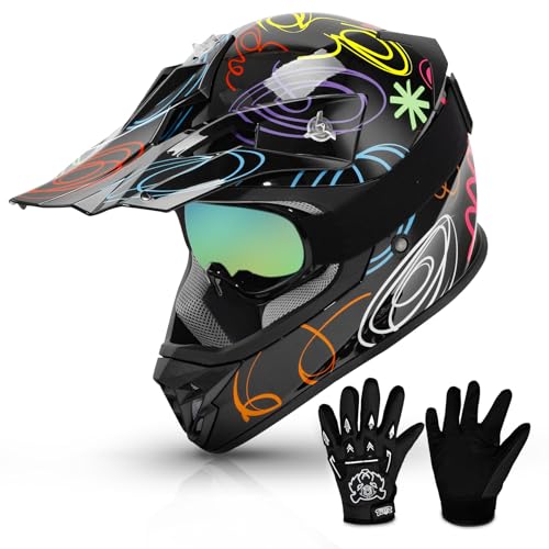 TCMT Youth Dirt Bike Helmet with Goggles & Gloves
