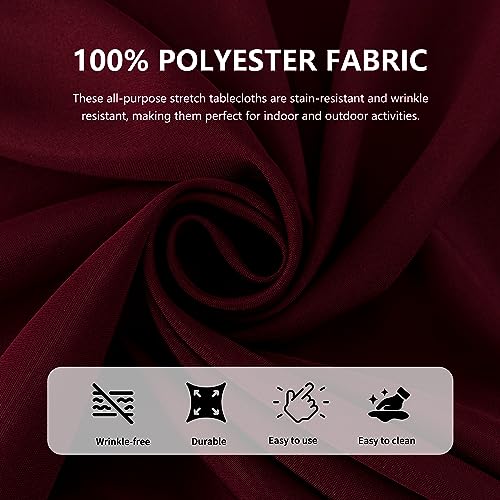 ManMengJi 4 Pack 6FT Table Cloth for Standard Folding Tables - Water Resistant Washable Rectangle Table Covers for Wedding, Banquet and Trade Shows, 72L x 30W x 30H Inches, Burgundy by ManMengJi - Used condition - Image 3
