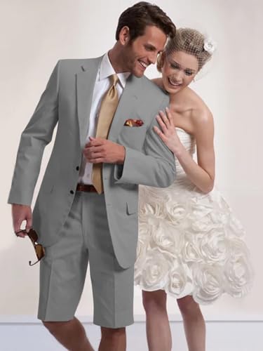 Men's 2 Piece Slim Fit Suit Two Button Blazer and Short Pants Set Summer Beach Wedding Suit Prom Dinner4