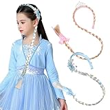 Jaqakid 2PCS Elsa Hair,Rapunzel Hair,Long Braided Wigs Princess Hairpiece Rapunzel Wig Elsa Braid Girls Cosplay Headband Hair Dress up Accessories for Girls
