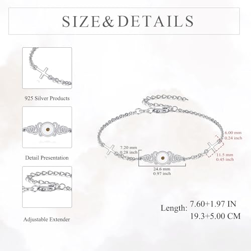 Image of AOBOCO Mustard Seed Bracelet 925 Sterling Silver Cross Bracelets Christian Faith Jewelry Gift for Women