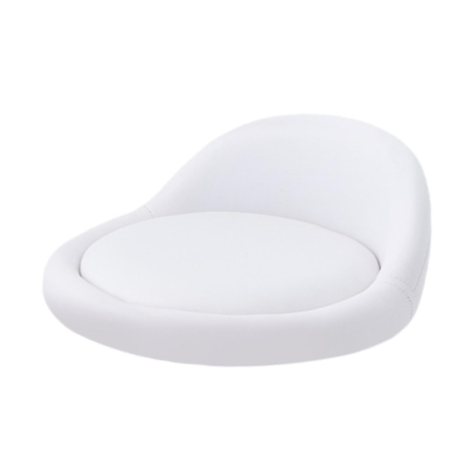 Taburete Redondo con Asiento de Repuesto, Respaldo Bajo para Cocina, Cuero Sintético, Blanco, Individual