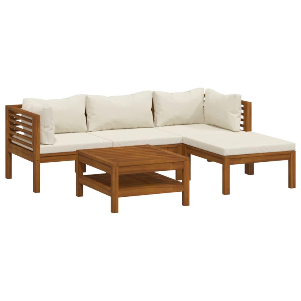 Ecklounge Holz Gartenmöbel Set L Form Balkon Lounge Klein Sitzgruppe Gartenlounge Set Holz Lounge Möbel Outdoor Balkonsofa Loungemöbel Set 5-TLG Type-28