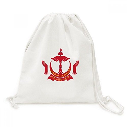 Toile Drawstring Backpack avec emblème de Brunei sac de voyage