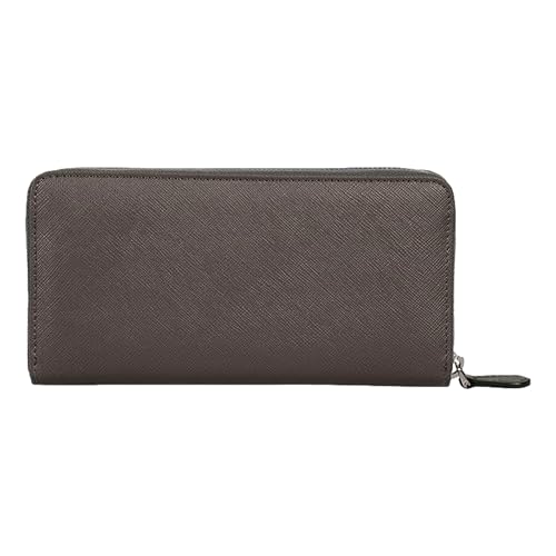 Prada Continental Zip-Around Wallet Saffiano Leather Argilla Grey3