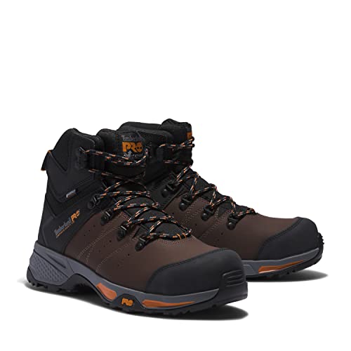 Timberland PRO Timberland PRO Men's Switchback 6 Inch Composite Safety Toe Waterproof Industrial Hiker Work Boot, Brown/Orange-2024 NEW, 9.5M