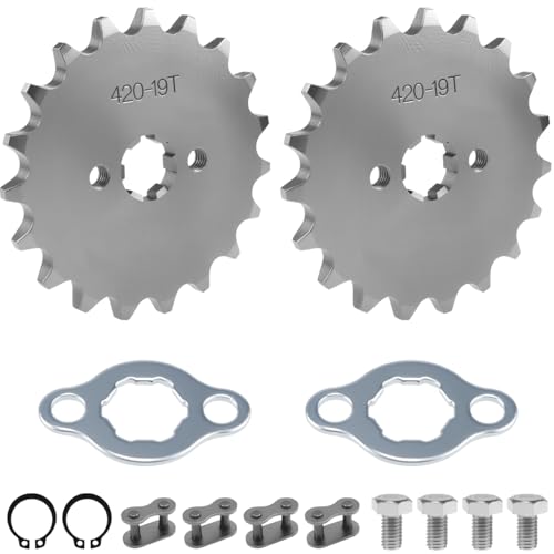 420-19T 17mm Motorcycle Front Engine Sprocket, 2-Pack for 50cc 70cc