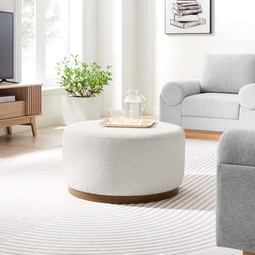 Modway EEI-6681-CLO-WAL Tilden 29 Inch Round Boucle Upholstered Ottoman In Cloud Walnut - Round Ottoman Coffee Table thumb #1