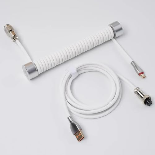 GravaStar Coiled Aviator USB Cable (White)