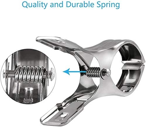 Taianji 6 Pcs Extra Large Beach Towel Pegs Clips Stainless Steel Beach Towel Pegs Windproof Metal Bath Towel Clips Washing Pegs for Sunbeds, Sun Loungers, Pool Chairs, Laundry and More