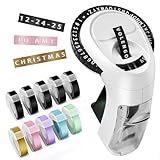 Embossing Label Maker, 10-Roll Color 3D Embossed Tapes, Scrapbook Supplies Junk Journal Kits, Retro Vintage Label Maker Machine, Old School Manual Embosser for Home DIY Crafts & Scrapbooking, Omega-S