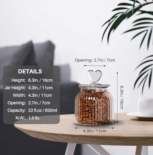 Image of bellemax 700ML Amber Glass Storage Jar With Air Tight Glass Lids- Airtight Food Jars Glasses Kitchen Containers For Pantry, Pickle Jar, Sugar Pasta Cereal Flour Sugar Storage Jars (BM-03, Set of 2)