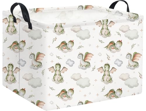 Image of Rectangular Baby Girl Basket Kids Baby Storage Basket Toy Storage Bin Organizer Box Room Decor(Cute Dinosaur)
