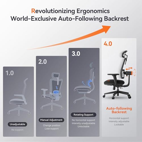 Image of DROGO Sitsmart Premium Ergonomic Office Chair for Work from Home, Computer Chair with Adaptive Lumbar Support & Headrest, 4D Armrest, Footrest & Recline, Desk Mesh Chair for Office /Home (Black)