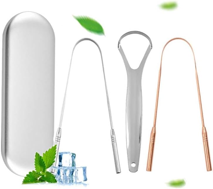 3piece Set Tongue Scraper, Reduce Bad Breath, Stainless