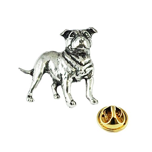 Image of Staffordshire Bull Terrier Dog Pewter Lapel Pin Badge