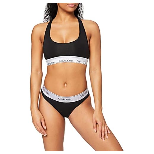Calvin Klein Unisex ofodrad bralett/stringtrosa vintertillbehörsset, Black_silver Wb, L