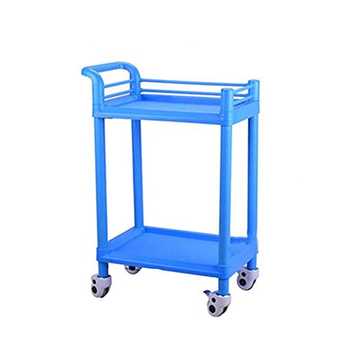 YuanYu Trolley-Double Beauty Salon Cart Instrument Cart Hospital Nail Cart Tool Cart Mobile Blue shelf trolley (Size : 73 * 53 * 90cm)