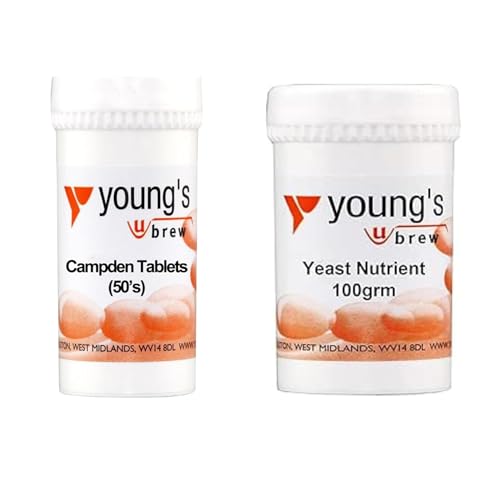 Youngs Campden Tablets & Yeast Nutrient 2 Pack - Perfect for Homemade Wine and Cider Making - 50pk Tablets 100g Nutrient