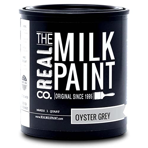 Real Milk Paint, Wood Paint For Furniture, Matte Paint For Cabinets, Walls, Brick, And Stone, Water Based Organic, No Voc, Oyster Grey, 1 Quart #TOP10