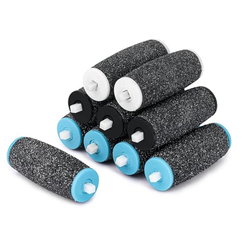 BOLASEN 10 piezas removedor de callos rodillos de repuesto, 3 tipos de rugosidad gruesa para eliminar la piel dura, Velvet Smooth rodillos de repuesto, pedicura set de cuidado de los pies