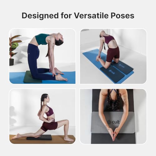 Image of CULT EVA Yoga Knee Pads for Men & Women (Pack of 2) Blue 20mm Thick Non-Slip Joint Support Cushion for Yoga, Pilates, Meditation & Floor Exercises Lightweight, Durable & Portable Fitness Accessory