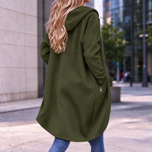 Long Hoodies For Women Oversized Full Zip Up Coats With Pockets - image 3