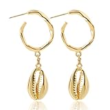 Rrdaily Cowrie Shell Earrings for Women Girls,Natural White Shell Pearl Dangle Earrings Bohemian Summer Beach Seashell Earrings Jewelry Gifts (C)