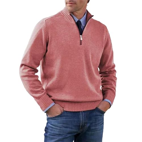 DGHM-JLMY 2 Pack Men's Casual Mock Neck Cable Knit Sweater Slim Fit Turtleneck Polo Sweaters Quarter Zip Jumper Tops2