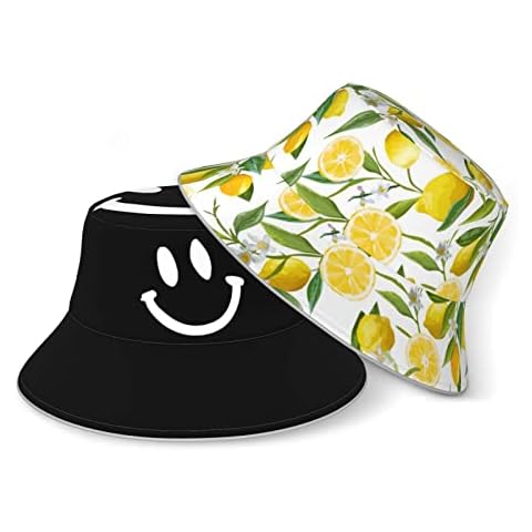 Lemon Unisex Print Bucket Hat, Sun Hat for Men Women Teens Beach Travel Outdoor Sports Fishing, Reversible Double-Side-Wear Cover