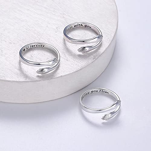 Iefshiny Hug Ring For Daughter S925 Sterling Silver Hug Ring For Daughter Teen Girls, Adjustable Ring Mother Daughter Rings Daughter Gift From Mom Dad Christmas Gifts For Daughters #TOP6