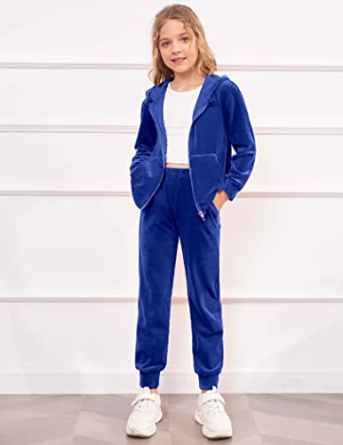 Image of Arshiner 2 Piece Outfits for Girls Kids Velour Tracksuit and Jogger Set