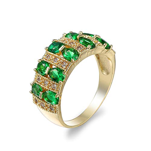 KnSam Mujer Unisex chapado en oro talla ovalada verde Cubic Zirconia
