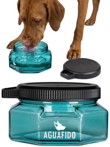 AguaFido Hundewasserflasche, 765 ml, tragbarer Hundenapf mit auslaufsicherem Deckel, Blaugrün