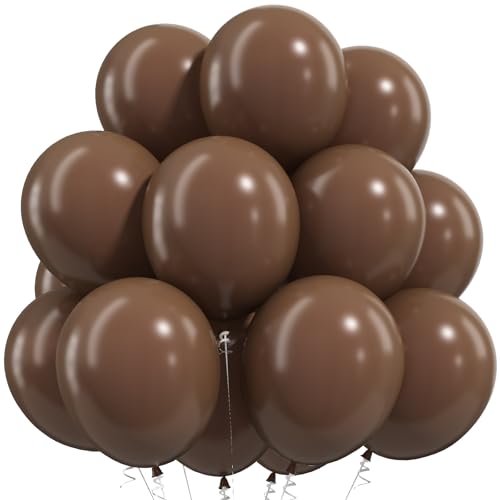 Togvu Brown Balloons 50Pack 12 Inch Dark Brown Neutral Latex Party Balloons for Bear Baby Shower Boho Birthday Party Decorations