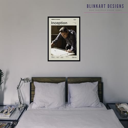 Image of BLINKART Inception Vintage Movie Poster Frame 12x18 Inch | Premium 300 GSM Paper Wall Print | Mid Century Vintage Film Artwork for Home, Bedroom, Living Room, Office | Framed Photo Decor